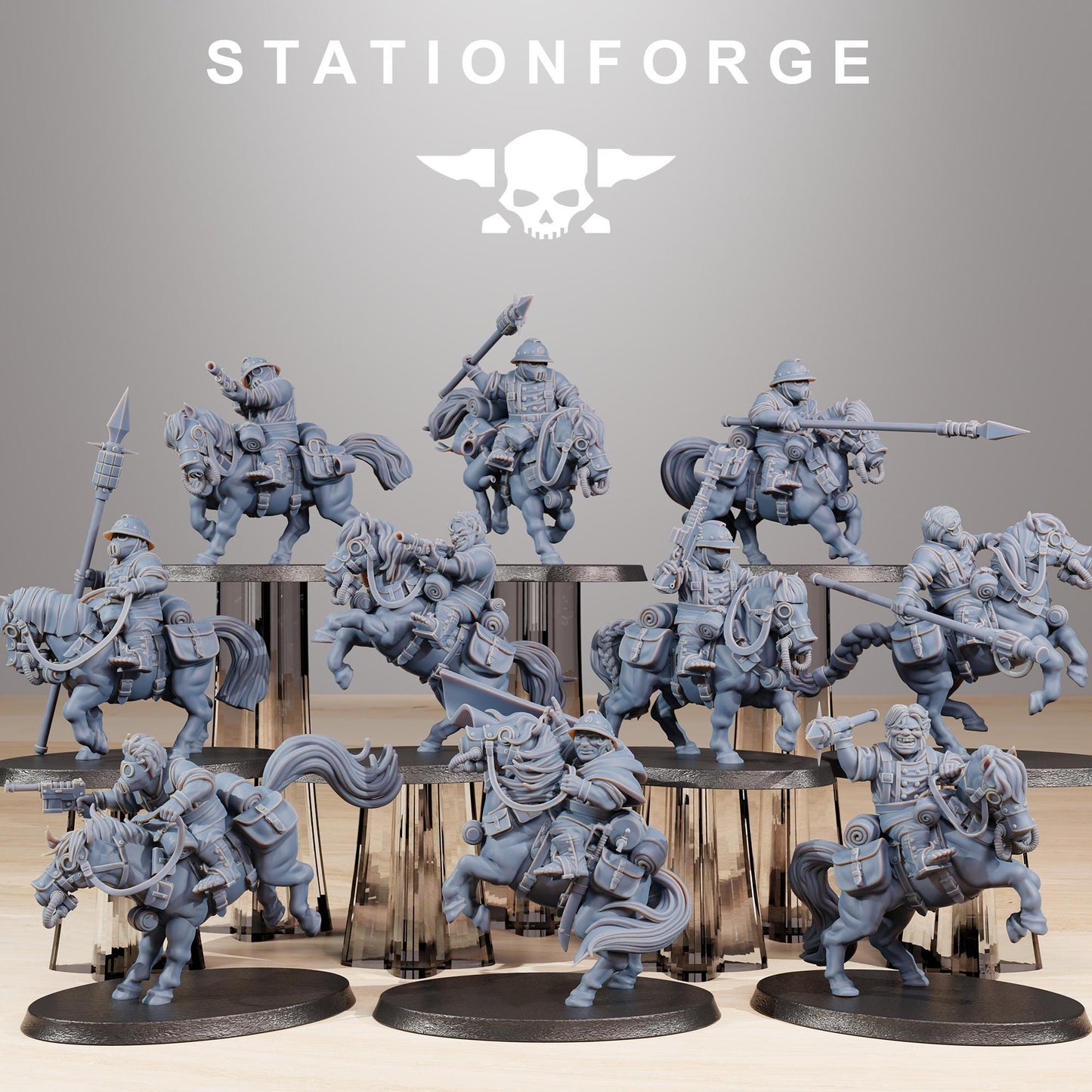 GrimGuard Pony Cavalry, Modular Set Miniatures by STATIONFORGE,  Imperial guard cavalry regiment