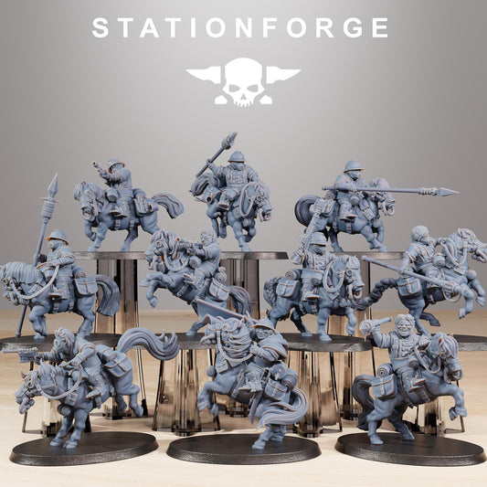 GrimGuard Pony Cavalry, Modular Set Miniatures by STATIONFORGE, Imperial guard cavalry regiment