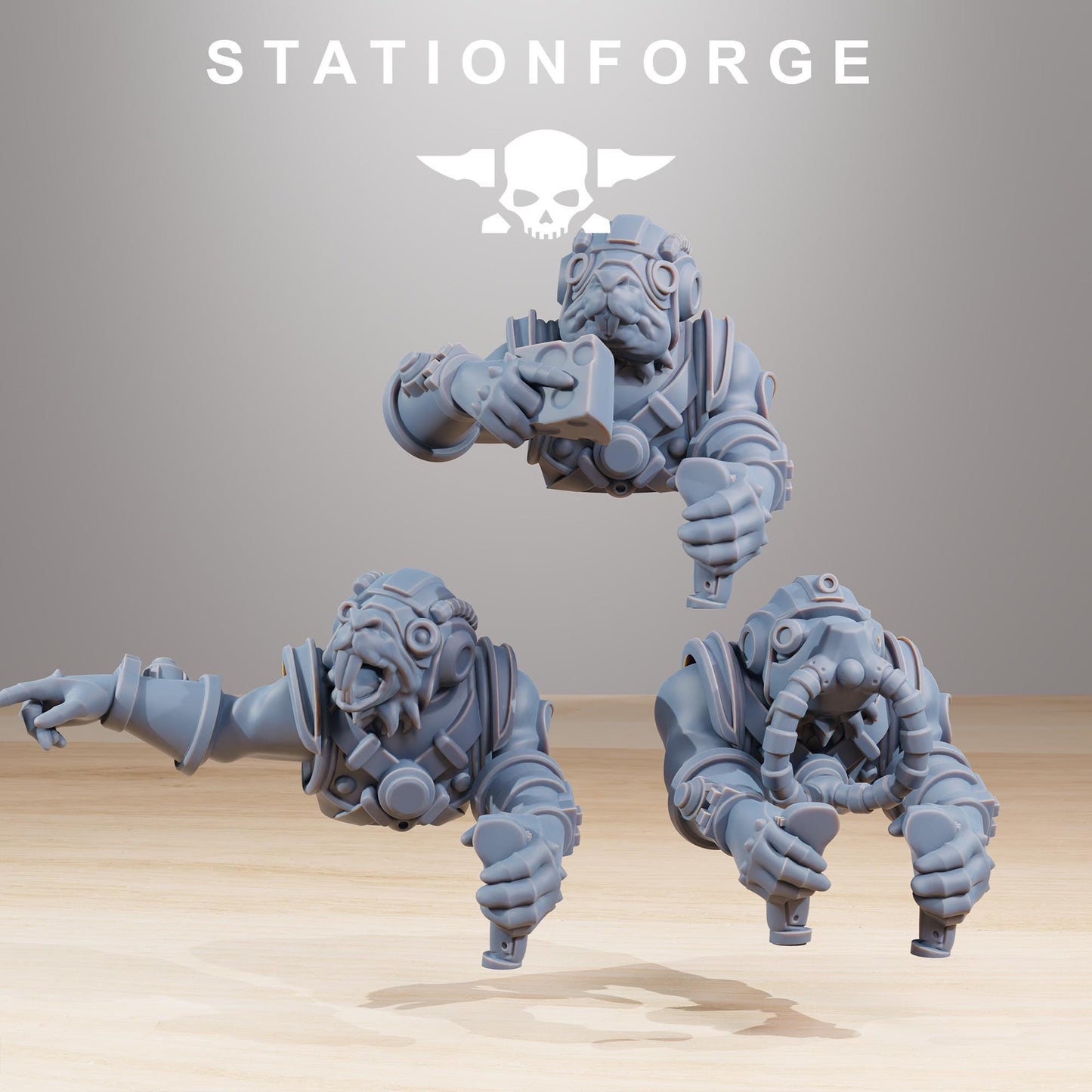Raticus Clankers, Space Techno-Rats, monopose Sci-Fi warriors by STATIONFORGE, Sci-Fi Wargames Rat-Themed Grimdark miniatures