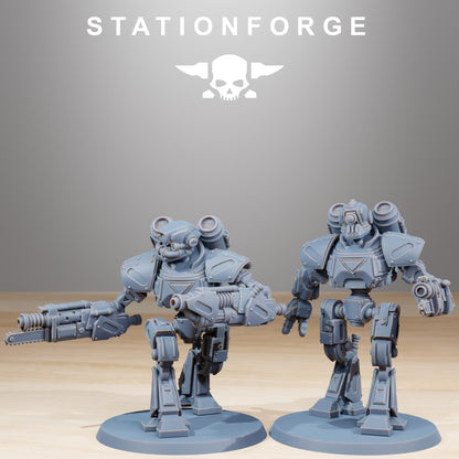 Scavenger Mechanods, Space Techno-bots, modular Sci-Fi warriors by STATIONFORGE, Sci-Fi Wargames Cyber-themed Grimdark miniatures