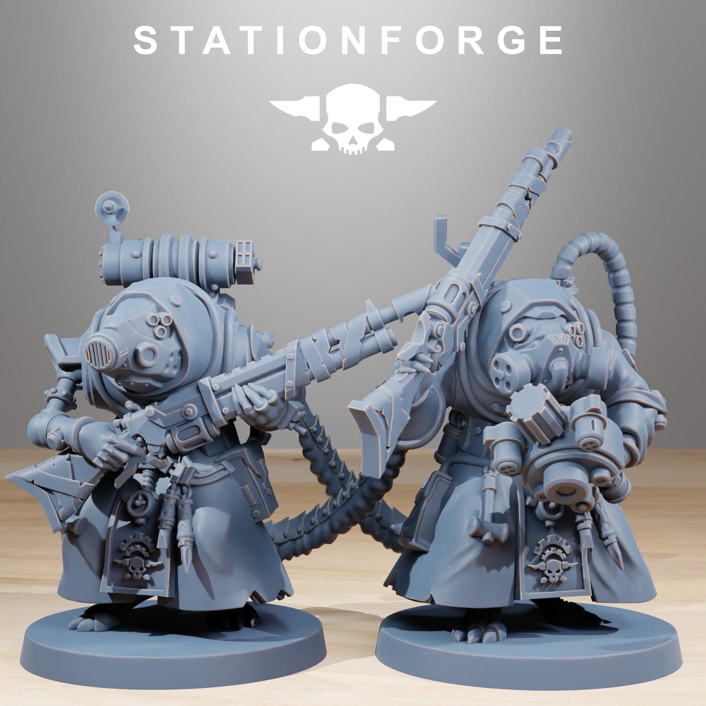 Raticus Grunts, Space Techno-Rats, monopose Sci-Fi warriors by STATIONFORGE, Sci-Fi Wargames Rat-Themed Grimdark miniatures