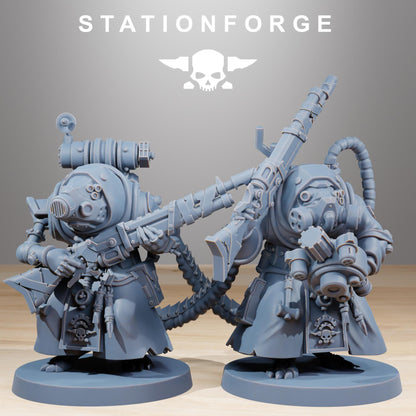 Raticus Grunts, Space Techno-Rats, monopose Sci-Fi warriors by STATIONFORGE, Sci-Fi Wargames Rat-Themed Grimdark miniatures
