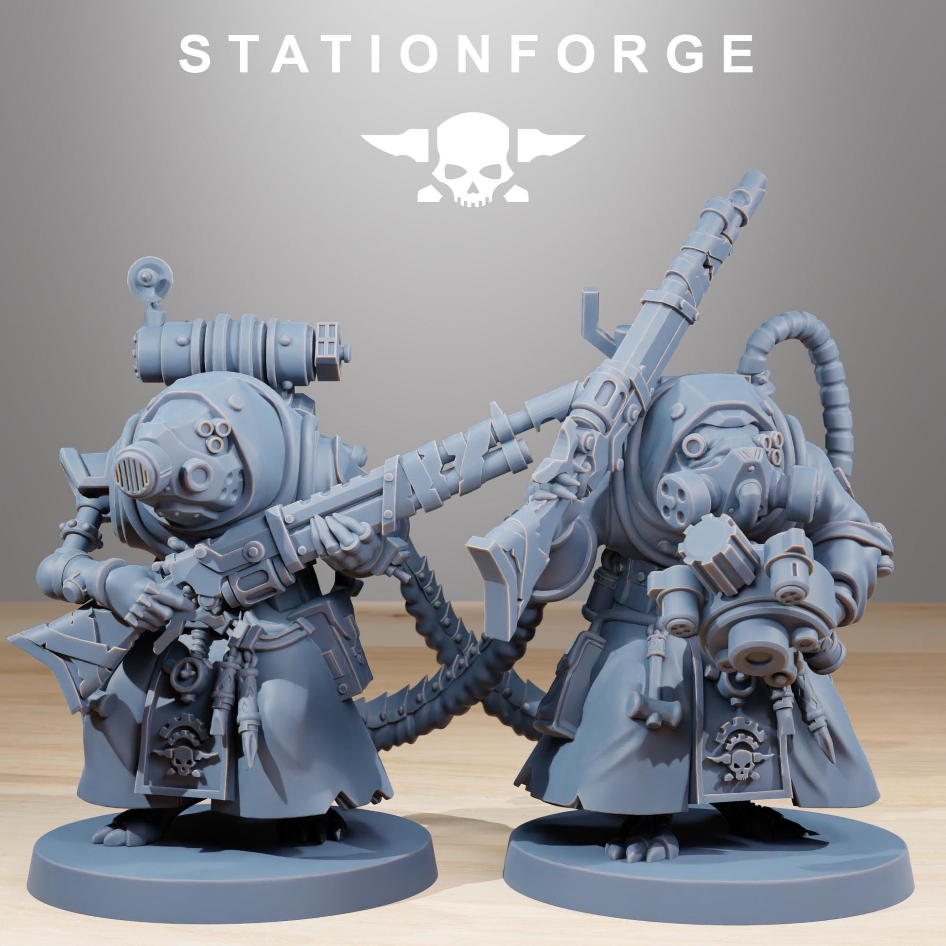 Raticus Grunts, Space Techno-Rats, monopose Sci-Fi warriors by STATIONFORGE, Sci-Fi Wargames Rat-Themed Grimdark miniatures