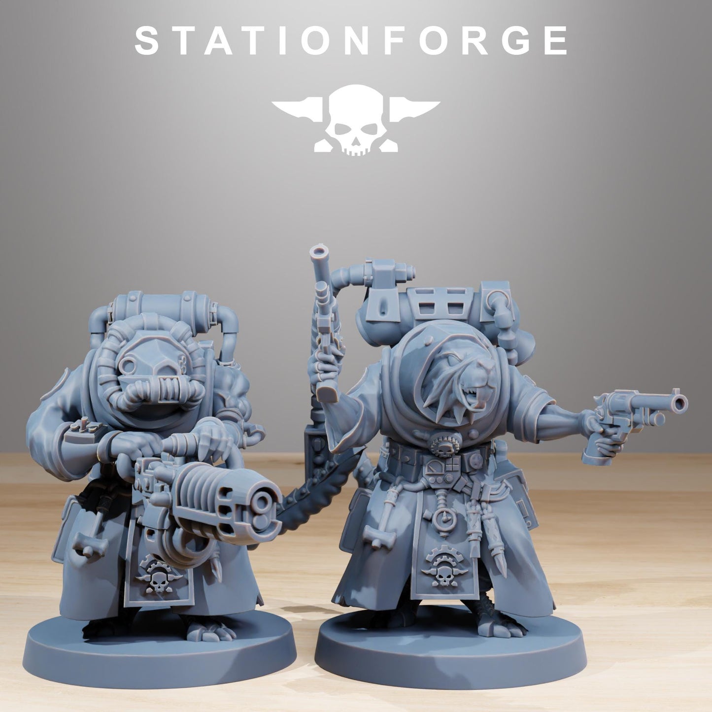 Raticus Grunts, Space Techno-Rats, monopose Sci-Fi warriors by STATIONFORGE, Sci-Fi Wargames Rat-Themed Grimdark miniatures