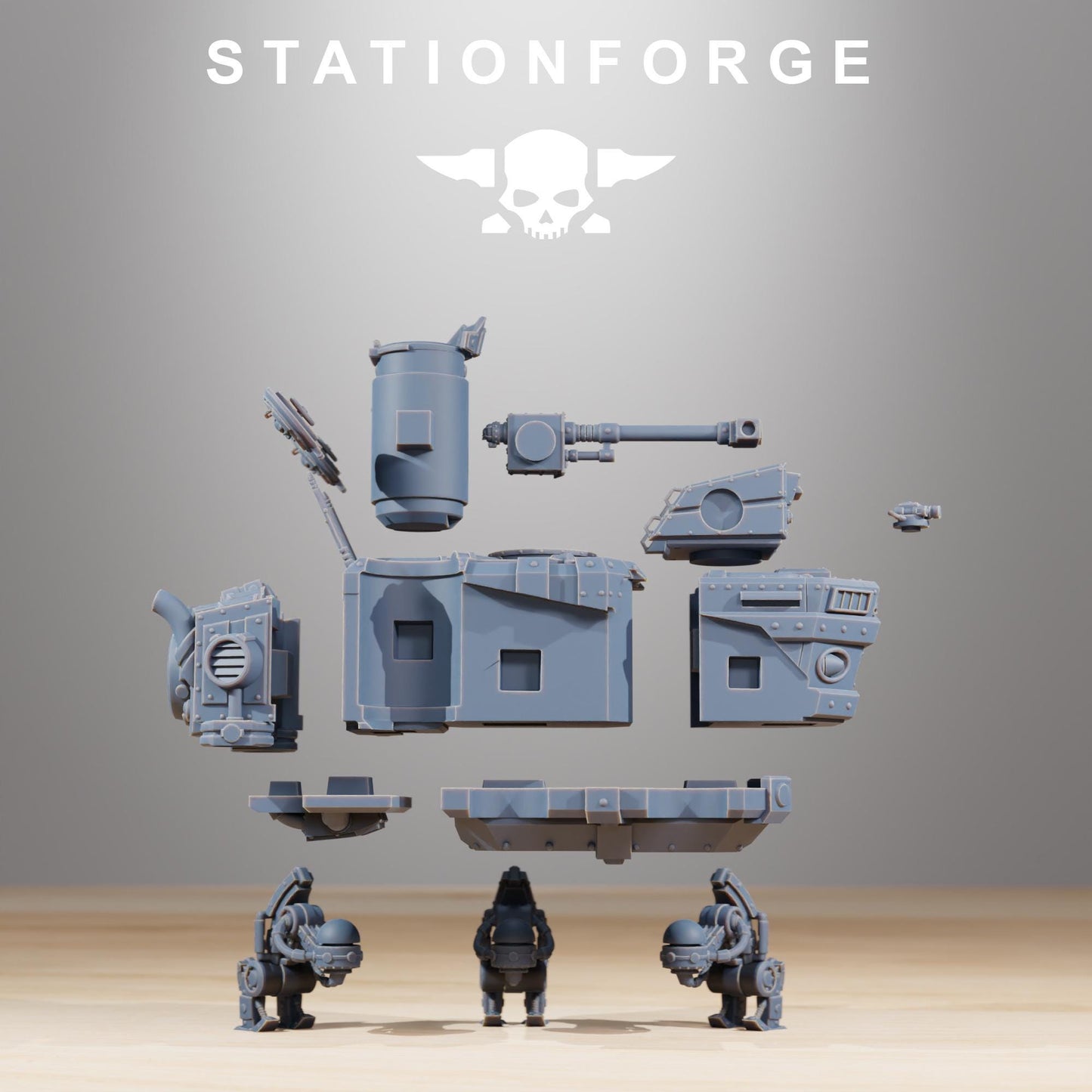 Scavenger Heavy Tank, Space Techno-bots, modular Sci-Fi warriors by STATIONFORGE, Sci-Fi Wargames Cyber-themed Grimdark miniatures