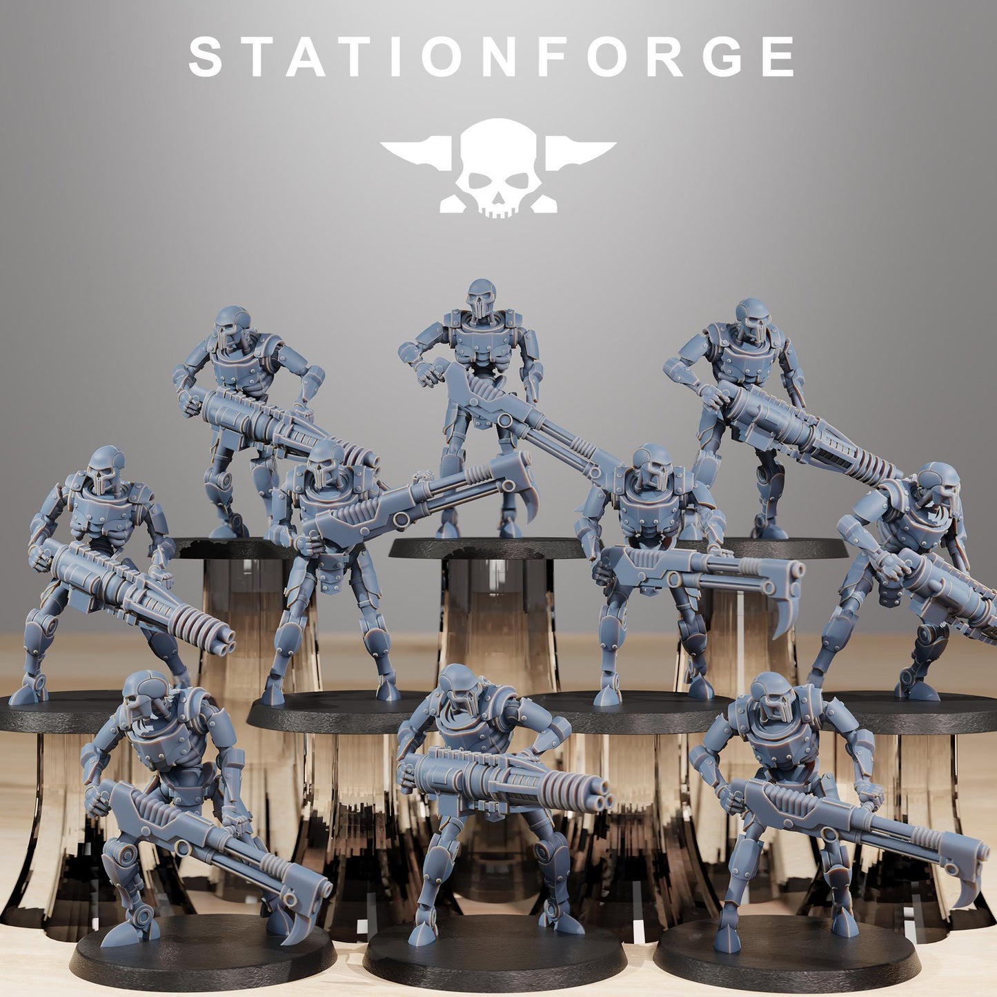 Astronet X1 Infantry, Modular Sci-Fi Undead Robot Warriors by STATIONFORGE, Grimdark Wargames Proxy