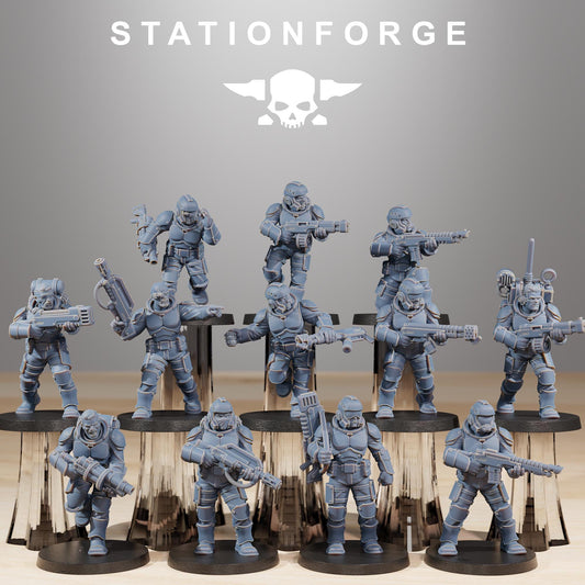 Vaskar Infantry Builder Kit, Death Korps Proxy, Sci-Fi Wargames Miniatures by STATIONFORGE