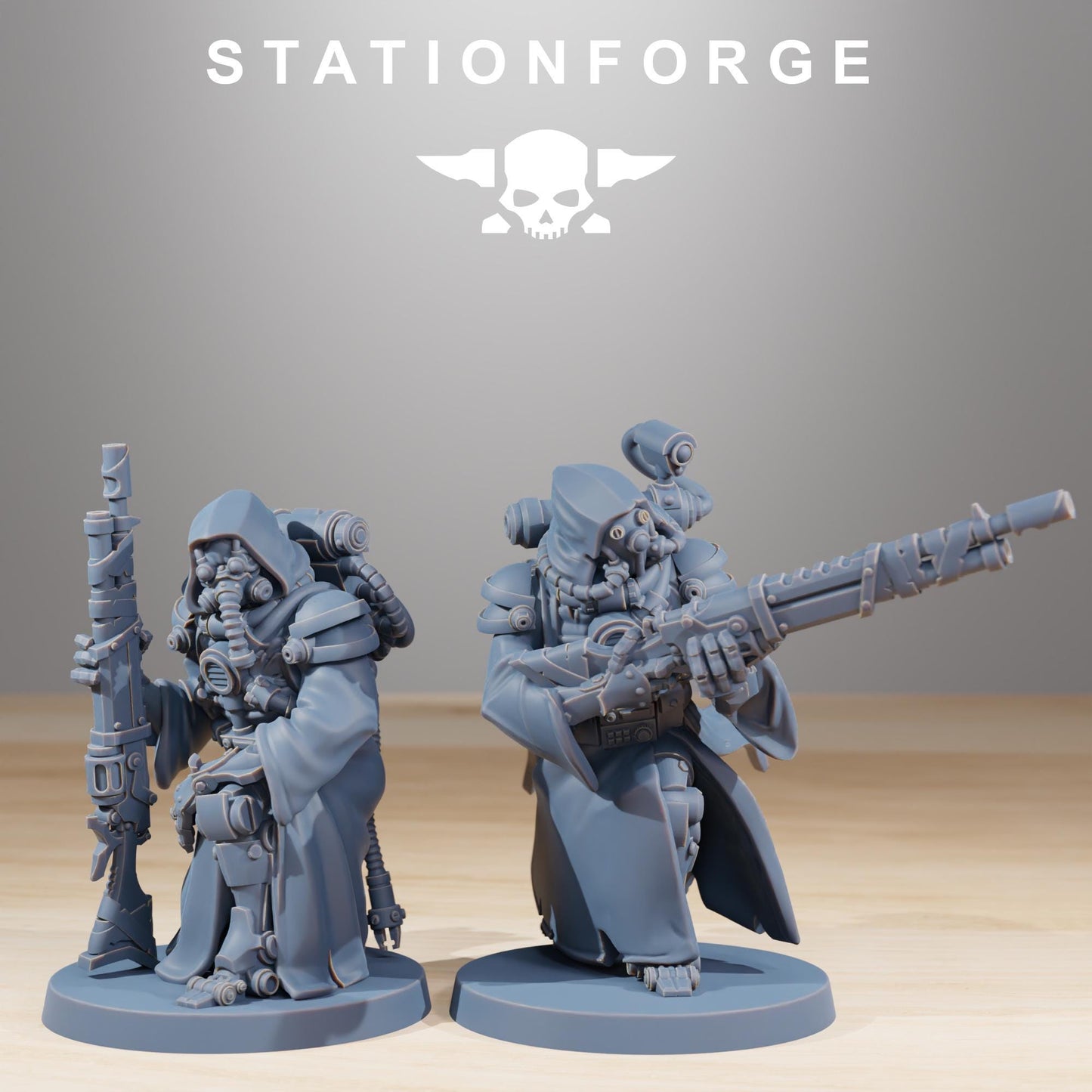 Scavenger Hunters, Space Techno-bots, modular Sci-Fi warriors by STATIONFORGE, Sci-Fi Wargames Cyber-themed Grimdark miniatures