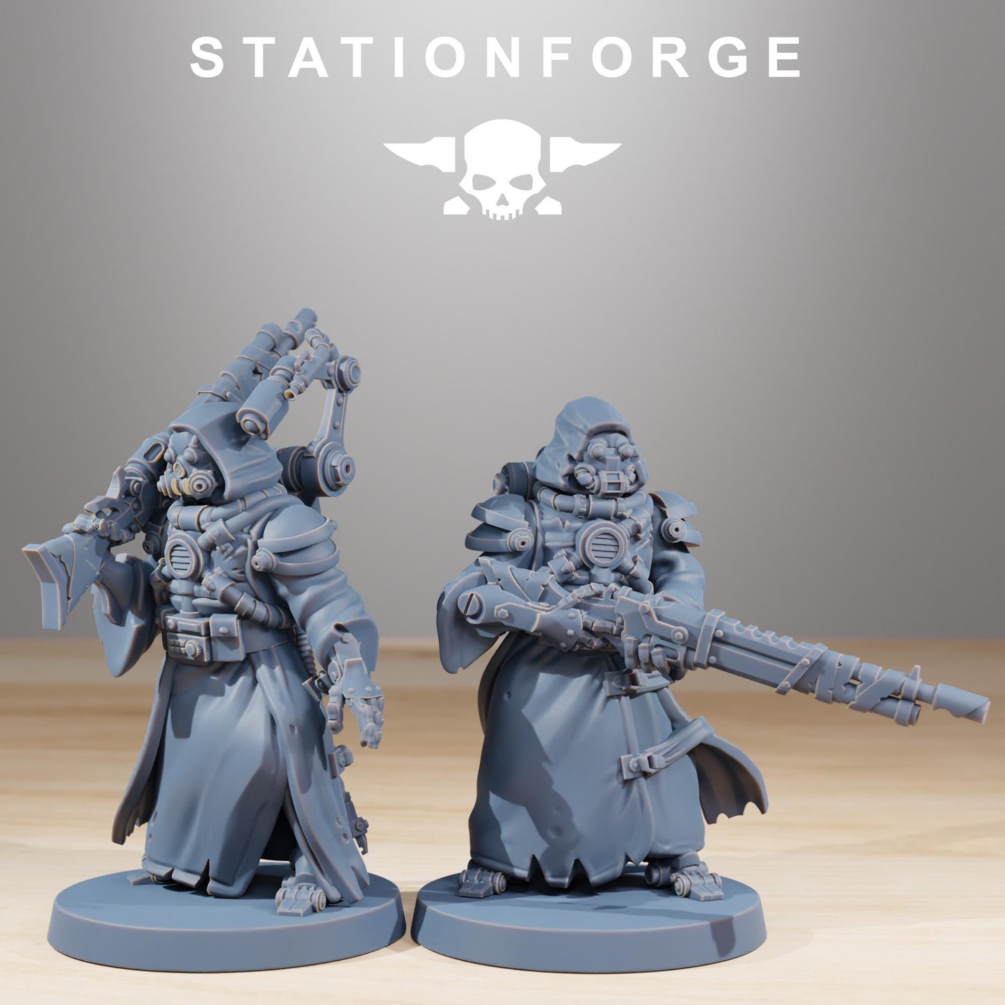 Scavenger Hunters, Space Techno-bots, modular Sci-Fi warriors by STATIONFORGE, Sci-Fi Wargames Cyber-themed Grimdark miniatures