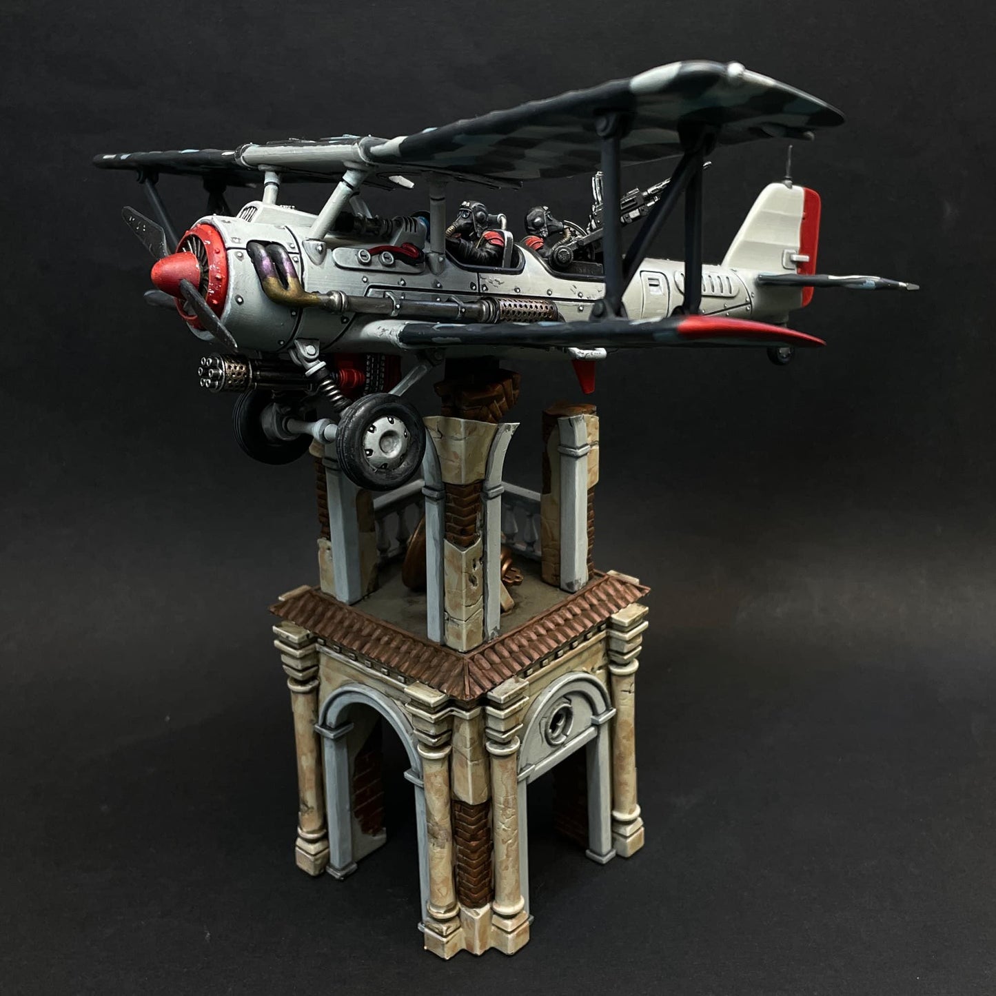 GrimGuard SF-14A Biplane, Modular Sci-Fi Guardsmen Airplane by STATIONFORGE, Sci-fi Wargames Proxy, Imperial Guard Biplane.