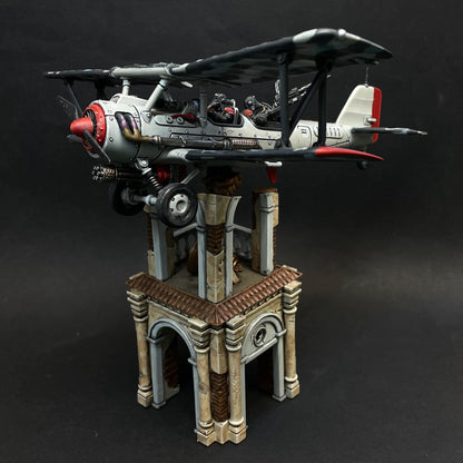 GrimGuard SF-14A Biplane, Modular Sci-Fi Guardsmen Airplane by STATIONFORGE, Sci-fi Wargames Proxy, Imperial Guard Biplane.