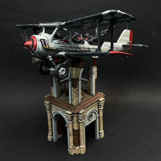 GrimGuard SF-14A Biplane, Modular Sci-Fi Guardsmen Airplane by STATIONFORGE, Sci-fi Wargames Proxy, Imperial Guard Biplane.