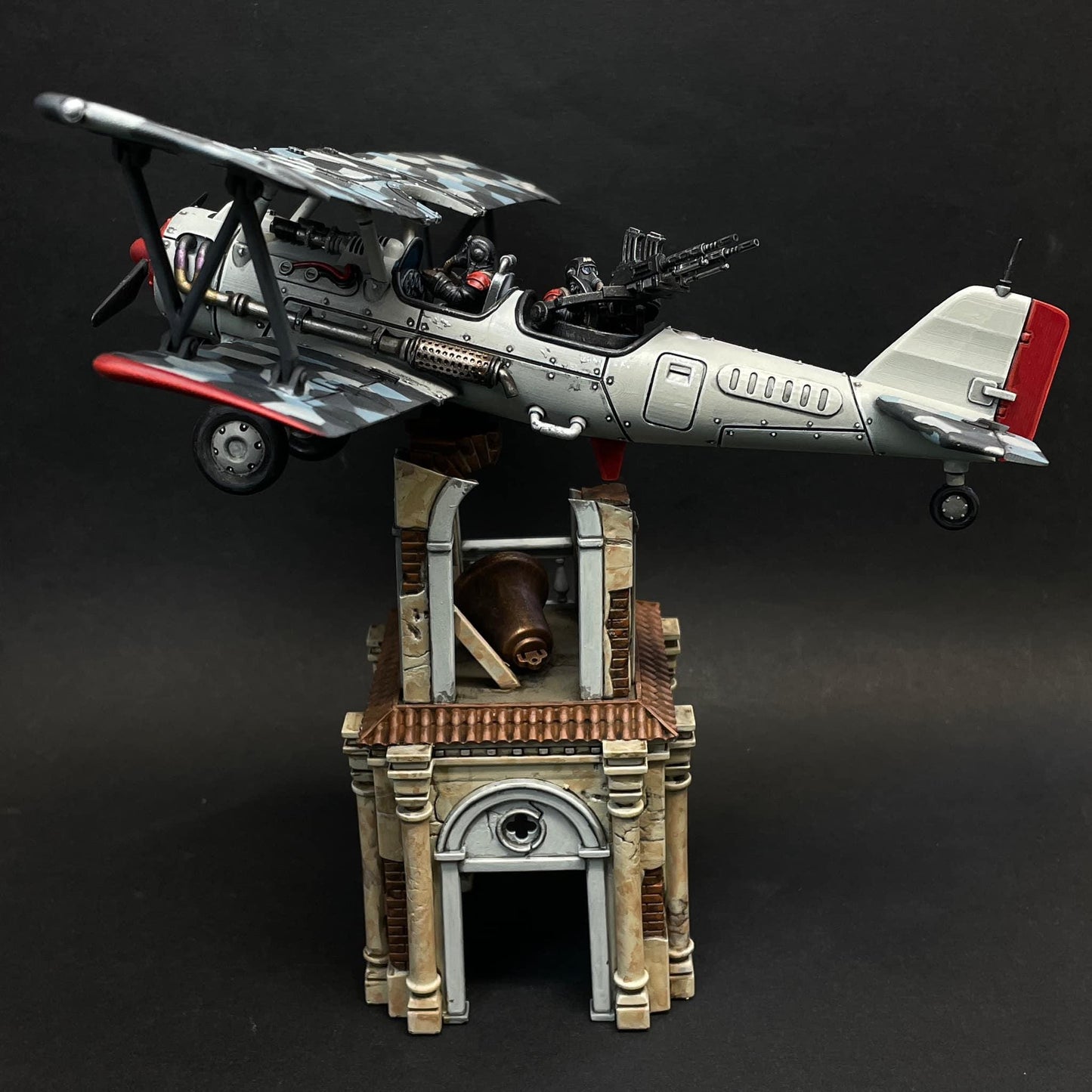 GrimGuard SF-14A Biplane, Modular Sci-Fi Guardsmen Airplane by STATIONFORGE, Sci-fi Wargames Proxy, Imperial Guard Biplane.