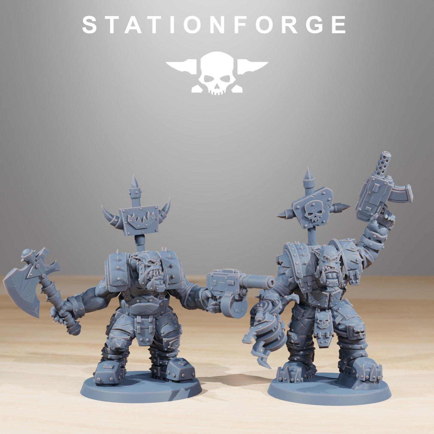 Orkaz SkullKrushers, Space-Faring Orkish Menace Sculpted by STATIONFORGE, Grimdark Compatible, Sci-Fi Wargame Scale