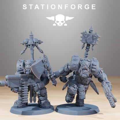 Orkaz SkullKrushers, Space-Faring Orkish Menace Sculpted by STATIONFORGE, Grimdark Compatible, Sci-Fi Wargame Scale