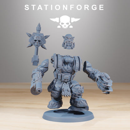 Orkaz SkullKrushers, Space-Faring Orkish Menace Sculpted by STATIONFORGE, Grimdark Compatible, Sci-Fi Wargame Scale