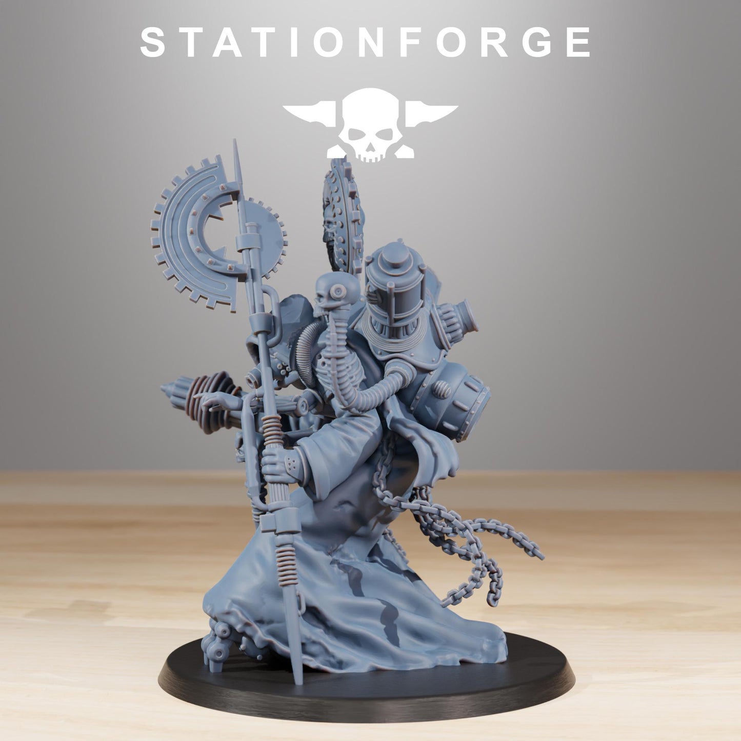 Scavenger Cultist Leader, Space Techno-bots, modular Sci-Fi warriors by STATIONFORGE, Sci-Fi Wargames Cyber-themed Grimdark miniatures