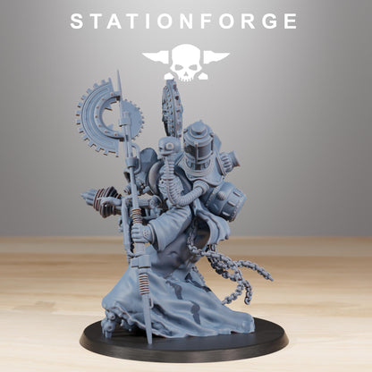 Scavenger Cultist Leader, Space Techno-bots, modular Sci-Fi warriors by STATIONFORGE, Sci-Fi Wargames Cyber-themed Grimdark miniatures
