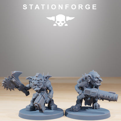 Gobs Berserkers, Space-Faring Orkish Menace Sculpted by STATIONFORGE, Grimdark Compatible, Sci-Fi Wargame Scale
