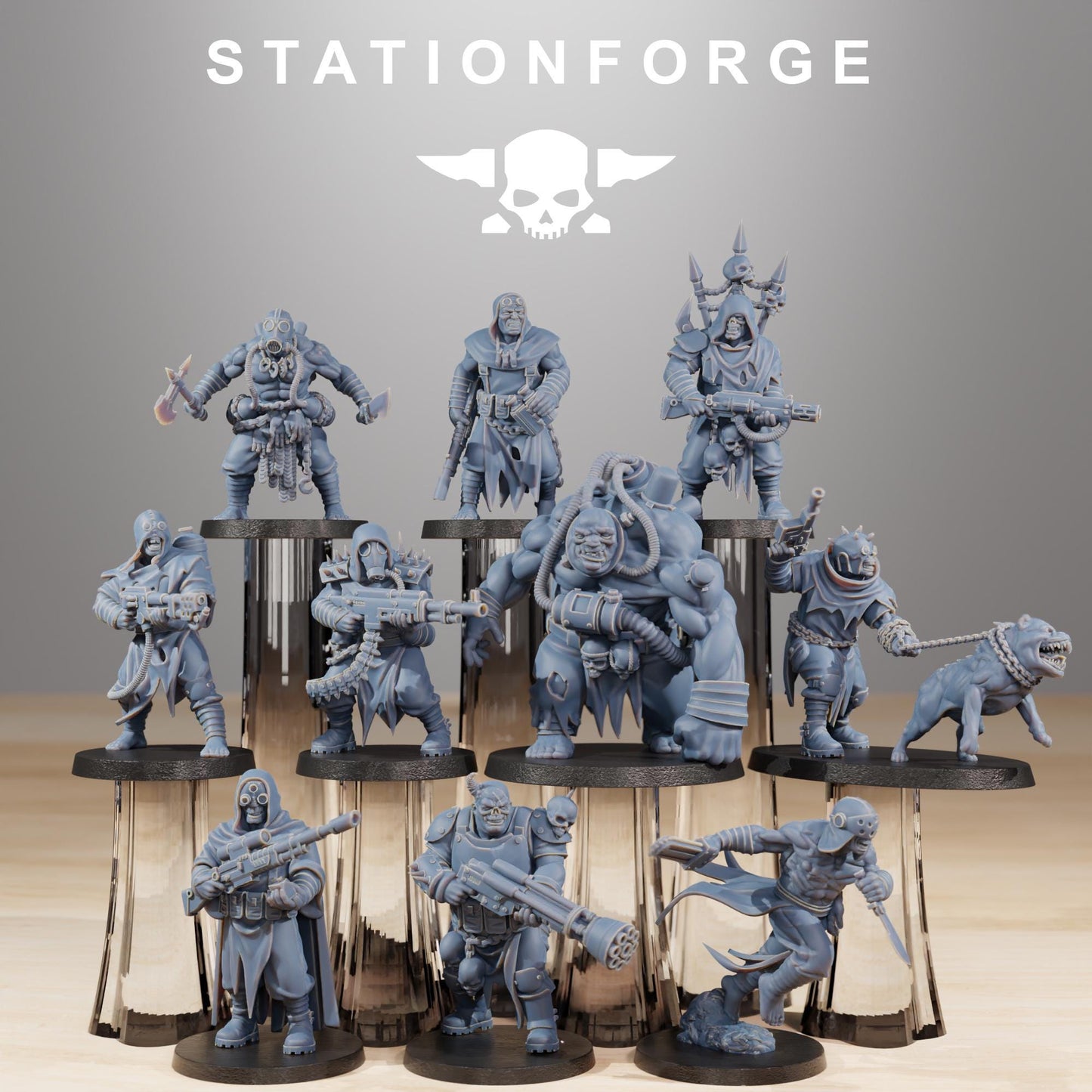 Corrupted Guard Nomads, Chaos Worshipper Sci-Fi Wargames Miniatures by STATIONFORGE, Corrupted Imperial Guard
