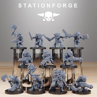 Gobs Infantry, Space-Faring Orkish Menace Sculpted by STATIONFORGE, Grimdark Compatible, Sci-Fi Wargame Scale