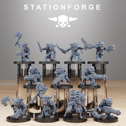 Gobs Infantry, Space-Faring Orkish Menace Sculpted by STATIONFORGE, Grimdark Compatible, Sci-Fi Wargame Scale