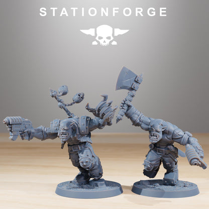 Orkaz Infantry, Space-Faring Orkish Menace Sculpted by STATIONFORGE, Grimdark Compatible, Sci-Fi Wargame Scale