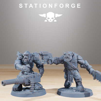 Orkaz Infantry, Space-Faring Orkish Menace Sculpted by STATIONFORGE, Grimdark Compatible, Sci-Fi Wargame Scale