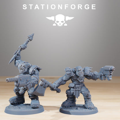 Orkaz Infantry, Space-Faring Orkish Menace Sculpted by STATIONFORGE, Grimdark Compatible, Sci-Fi Wargame Scale