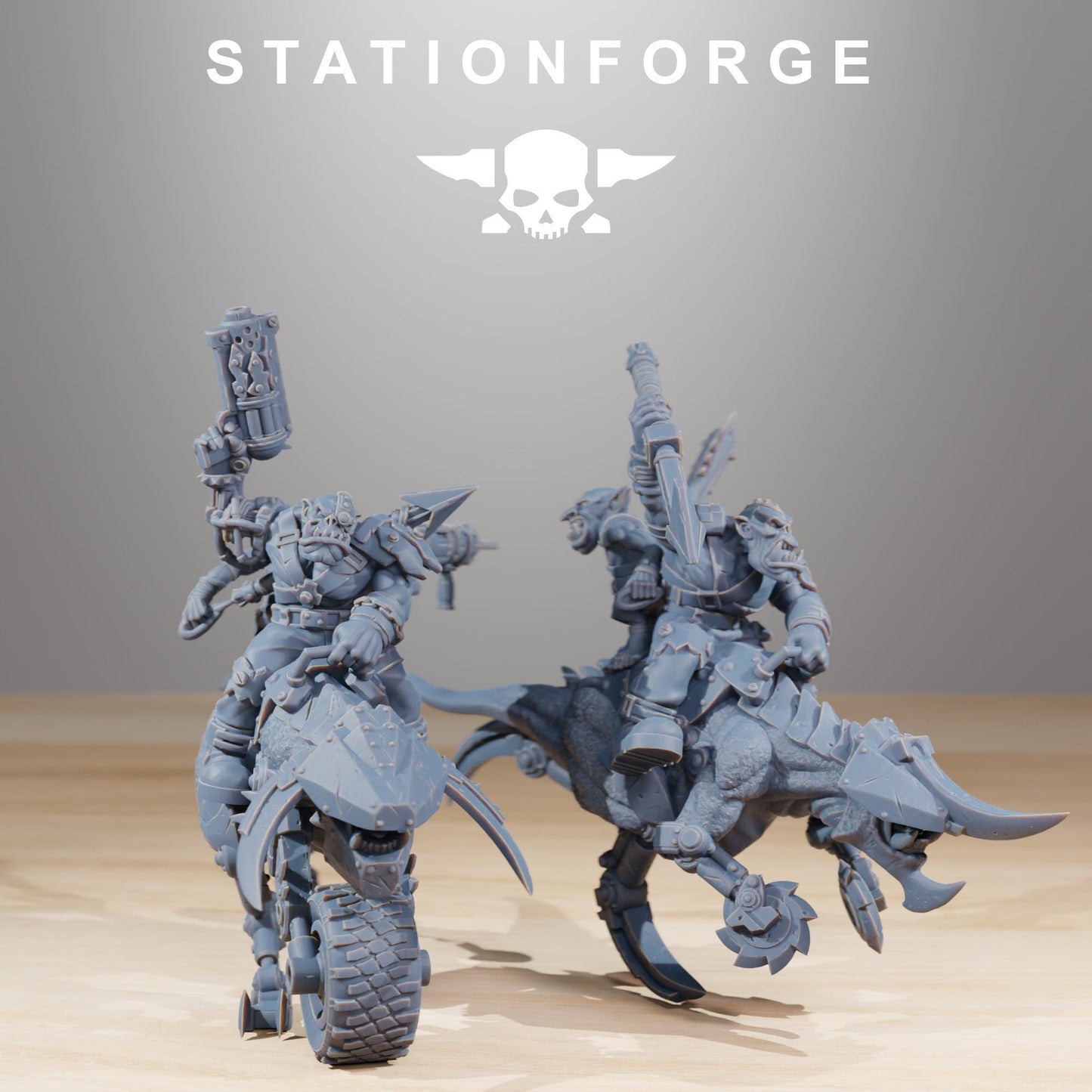 Orkaz Beast Riders, Space-Faring Orkish Menace Sculpted by STATIONFORGE, Grimdark Compatible, Sci-Fi Wargame Scale