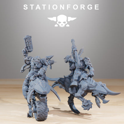 Orkaz Beast Riders, Space-Faring Orkish Menace Sculpted by STATIONFORGE, Grimdark Compatible, Sci-Fi Wargame Scale