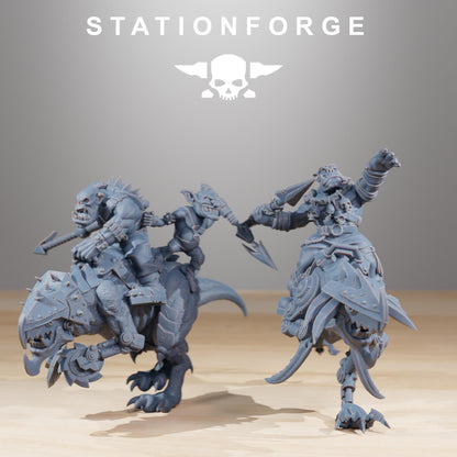 Orkaz Beast Riders, Space-Faring Orkish Menace Sculpted by STATIONFORGE, Grimdark Compatible, Sci-Fi Wargame Scale