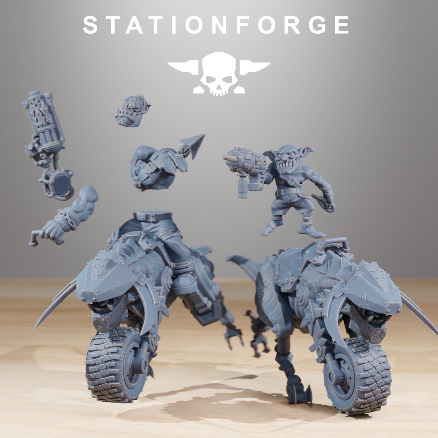 Orkaz Beast Riders, Space-Faring Orkish Menace Sculpted by STATIONFORGE, Grimdark Compatible, Sci-Fi Wargame Scale