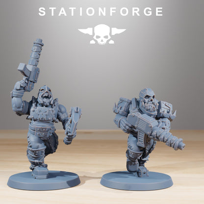 Orkaz Berserkers, Space-Faring Orkish Menace Sculpted by STATIONFORGE, Grimdark Compatible, Sci-Fi Wargame Scale