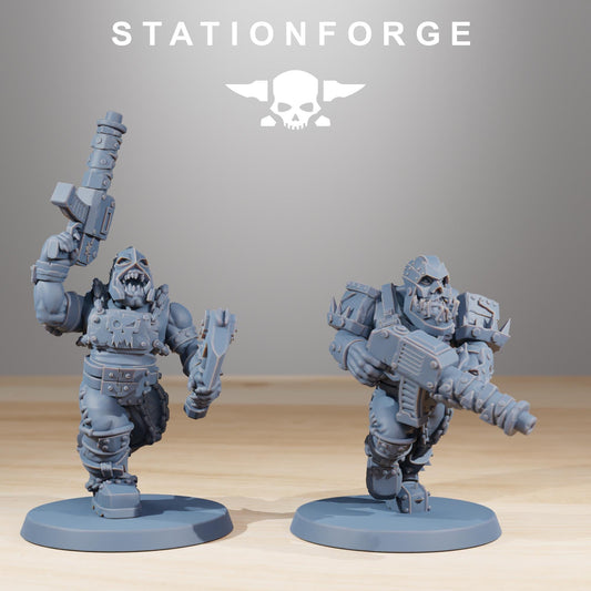 Orkaz Berserkers, Space-Faring Orkish Menace Sculpted by STATIONFORGE, Grimdark Compatible, Sci-Fi Wargame Scale