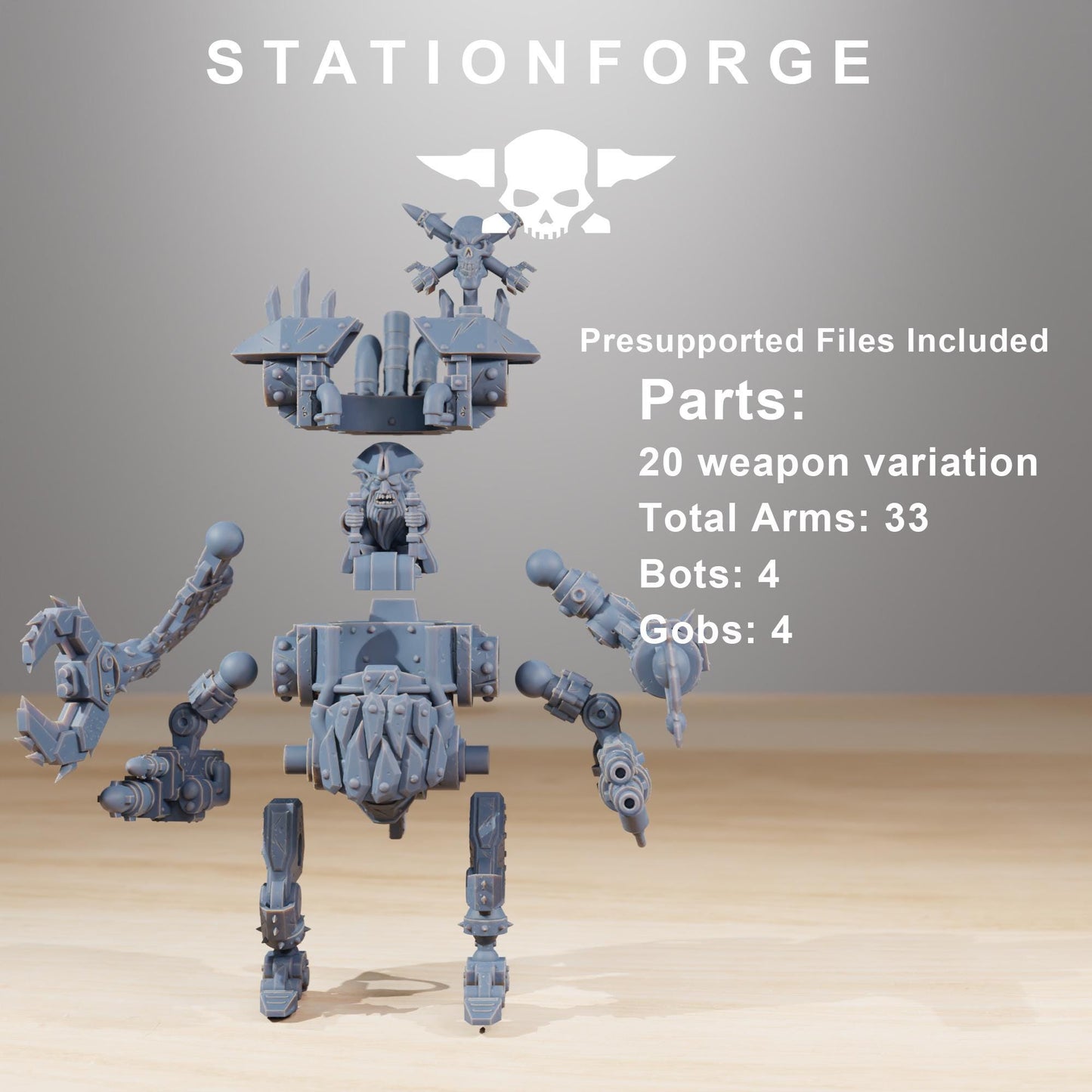 Gobs Pirate Bots, Space-Faring Orkish Menace Sculpted by STATIONFORGE, Grimdark Compatible, Sci-Fi Wargame Scale