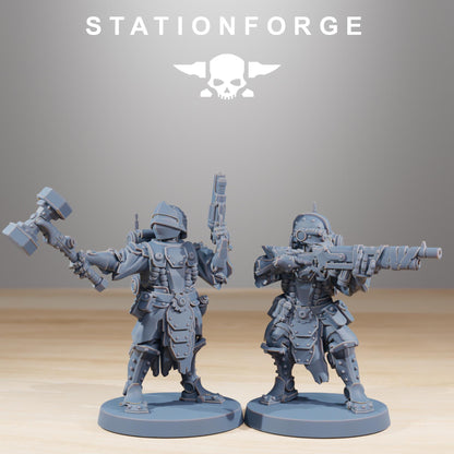 Frontliners Infantry, Space Techno-bots, modular Sci-Fi warriors by STATIONFORGE, Sci-Fi Wargames Cyber-themed Grimdark miniatures