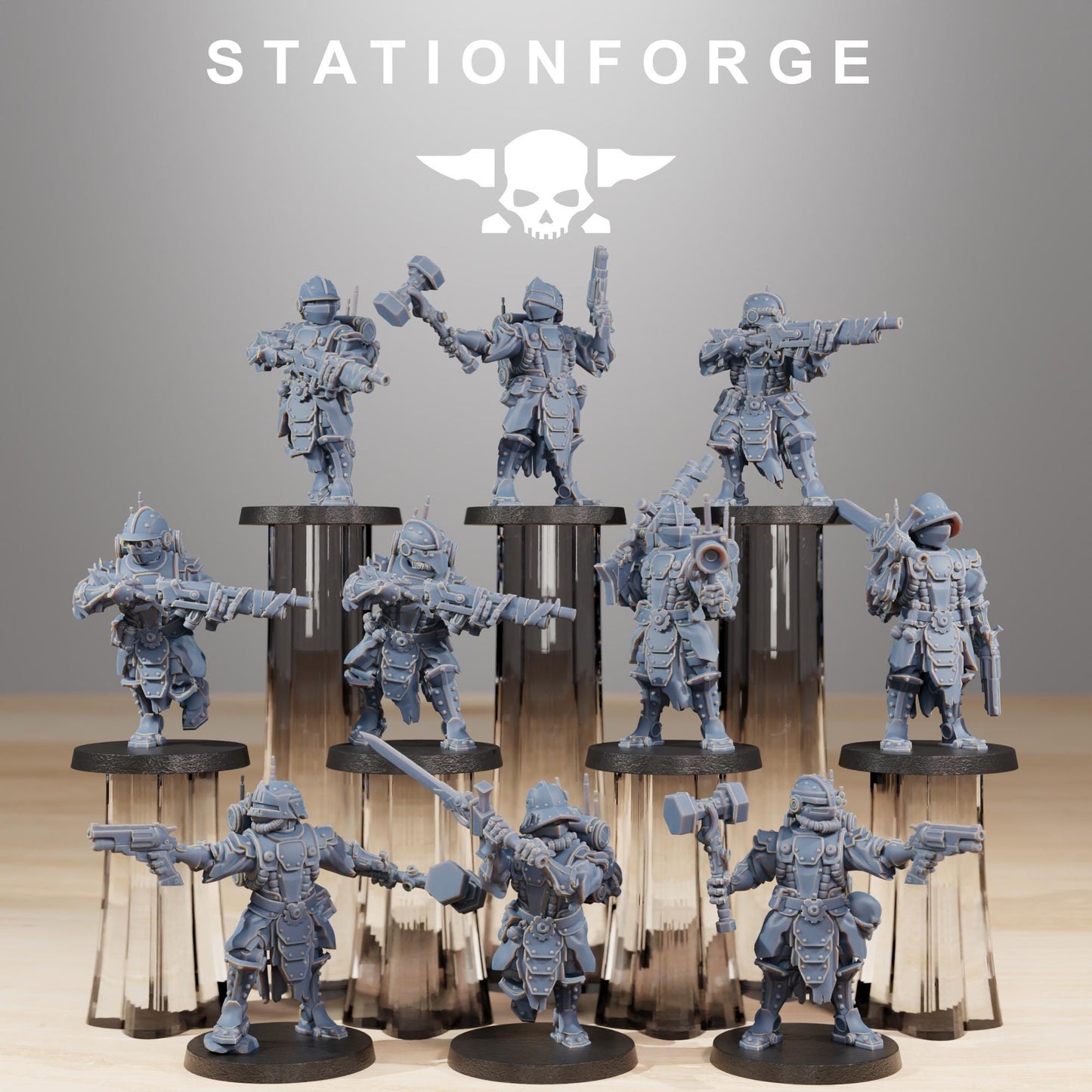 Frontliners Infantry, Space Techno-bots, modular Sci-Fi warriors by STATIONFORGE, Sci-Fi Wargames Cyber-themed Grimdark miniatures