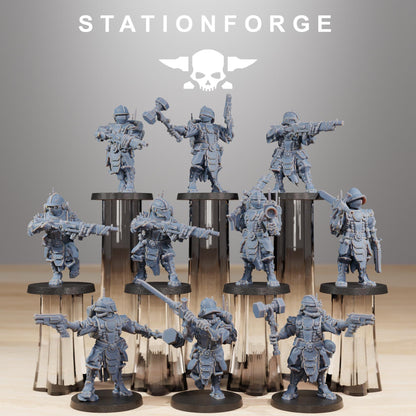 Frontliners Infantry, Space Techno-bots, modular Sci-Fi warriors by STATIONFORGE, Sci-Fi Wargames Cyber-themed Grimdark miniatures