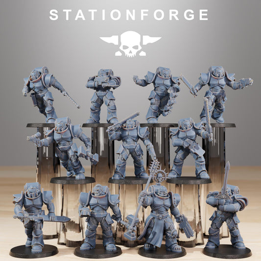 Socratis Melee Infantry, Modular Sci-Fi Marine warriors by STATIONFORGE, Grimdark Wargames Proxy