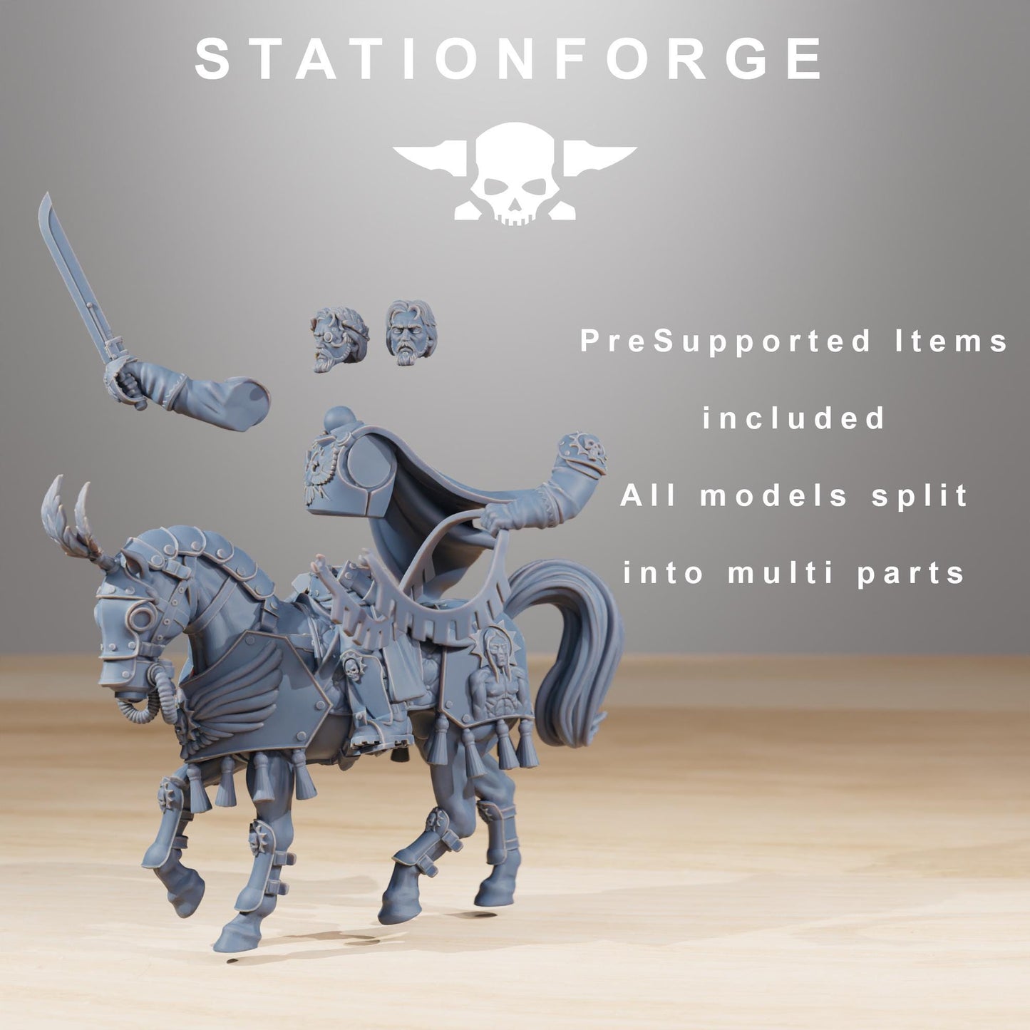 RoyalGuard Cavalry Commanders, Death Korps Proxy, Sci-Fi Wargames Miniatures by STATIONFORGE