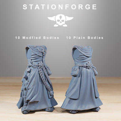 Forager Preachers, Space Techno-bots, modular Sci-Fi warriors by STATIONFORGE, Sci-Fi Wargames Cyber-themed Grimdark miniatures