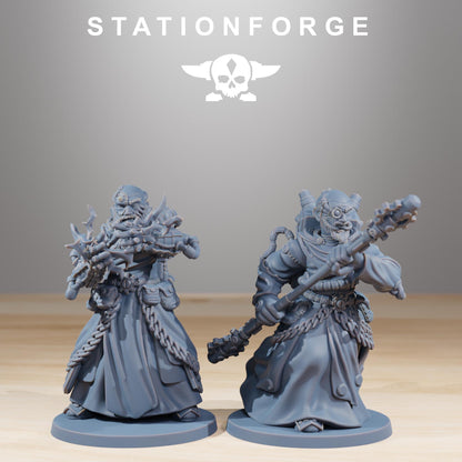 Forager Preachers, Space Techno-bots, modular Sci-Fi warriors by STATIONFORGE, Sci-Fi Wargames Cyber-themed Grimdark miniatures