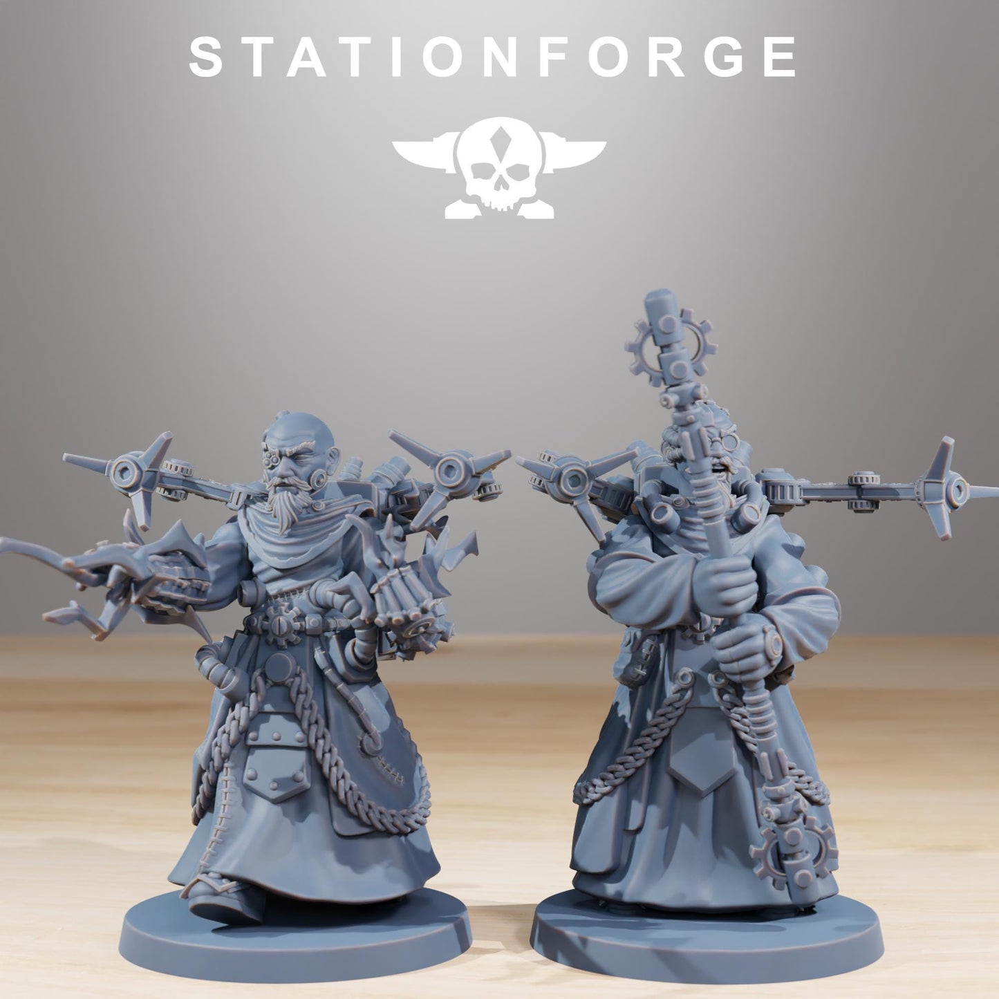 Forager Preachers, Space Techno-bots, modular Sci-Fi warriors by STATIONFORGE, Sci-Fi Wargames Cyber-themed Grimdark miniatures