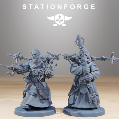 Forager Preachers, Space Techno-bots, modular Sci-Fi warriors by STATIONFORGE, Sci-Fi Wargames Cyber-themed Grimdark miniatures