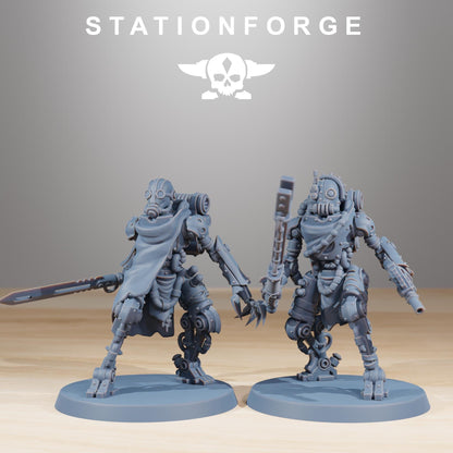 Scavenger Junkbots, Space Techno-bots, modular Sci-Fi warriors by STATIONFORGE, Sci-Fi Wargames Cyber-themed Grimdark miniatures