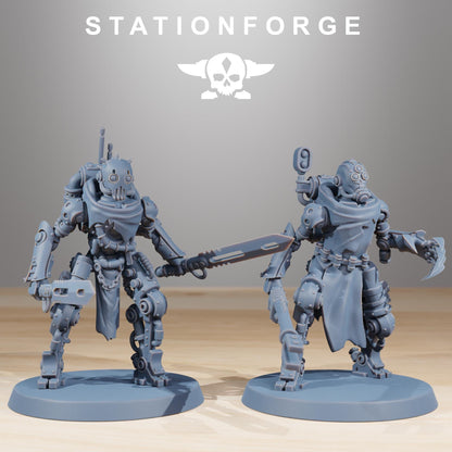 Scavenger Junkbots, Space Techno-bots, modular Sci-Fi warriors by STATIONFORGE, Sci-Fi Wargames Cyber-themed Grimdark miniatures