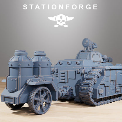 GrimGuard Flame Tank - GrimGuard Light Battle Tank, Sci-Fi Space Guard Soldiers by STATIONFORGE
