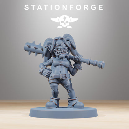 Orkaz Mobsta, Space-Faring Orkish Menace Sculpted by STATIONFORGE, Grimdark Compatible, Sci-Fi Wargame Scale