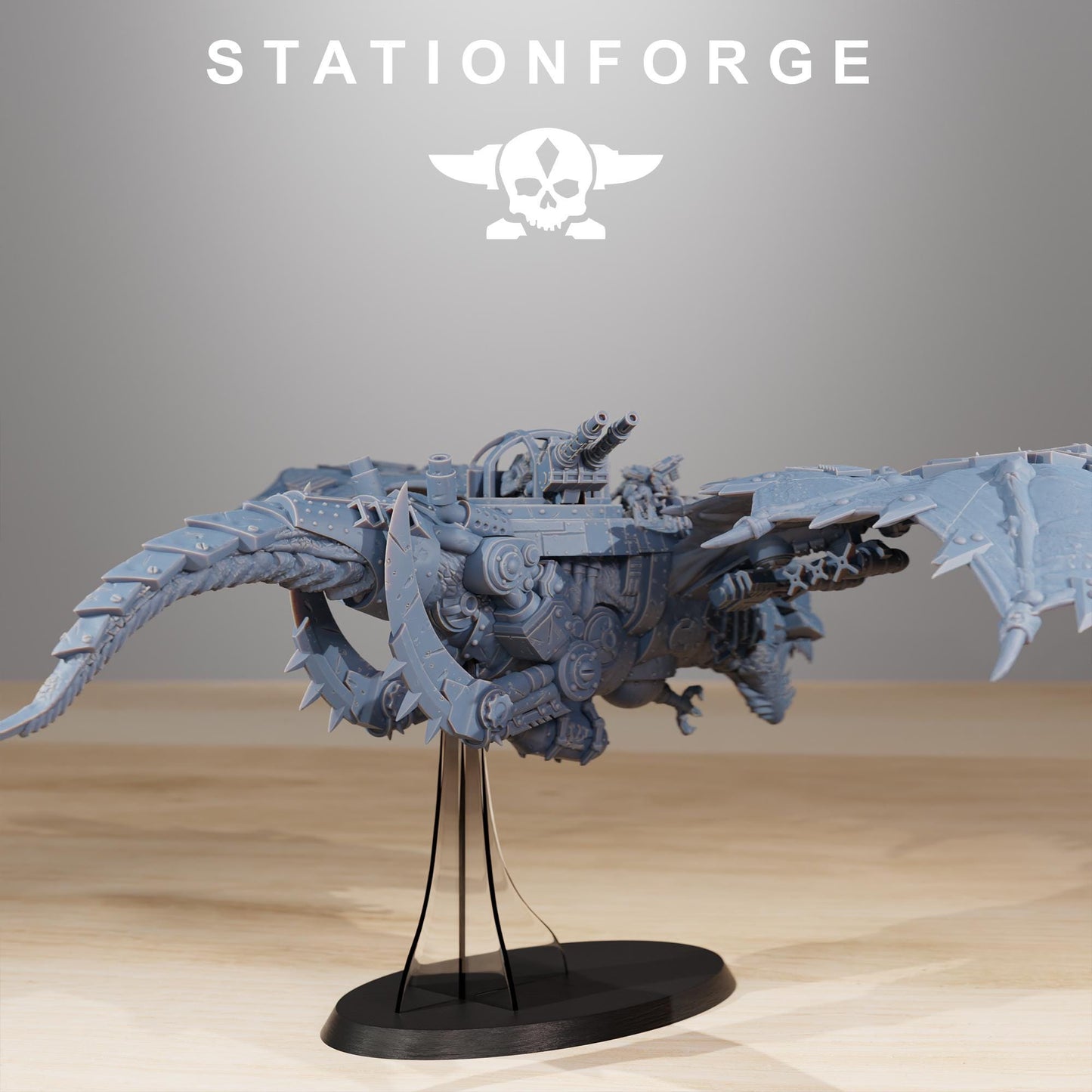 Orkaz Dragon Bomba, Space-Faring Orkish Menace Sculpted by STATIONFORGE, Grimdark Compatible, Sci-Fi Wargame Scale